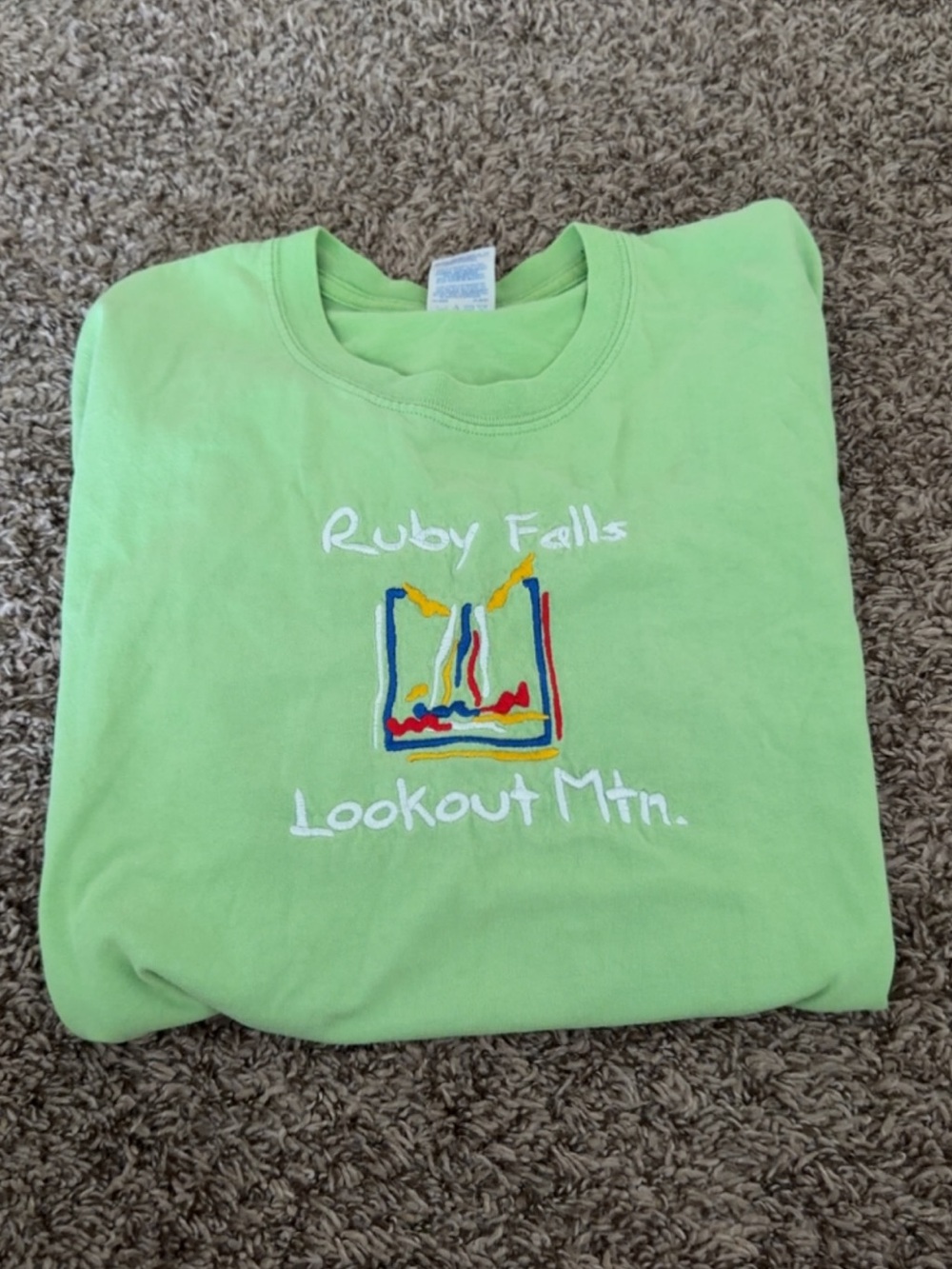 Vintage Ruby Falls Lookout Mtn. Green Tee